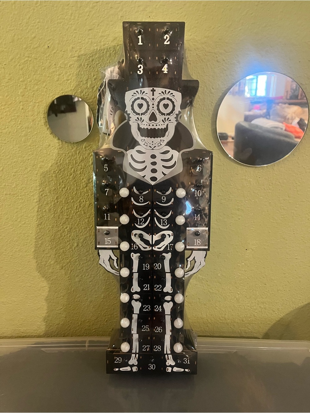 Martha Stewart Halloween Wooden Skeleton Advent Calendar. Light up.